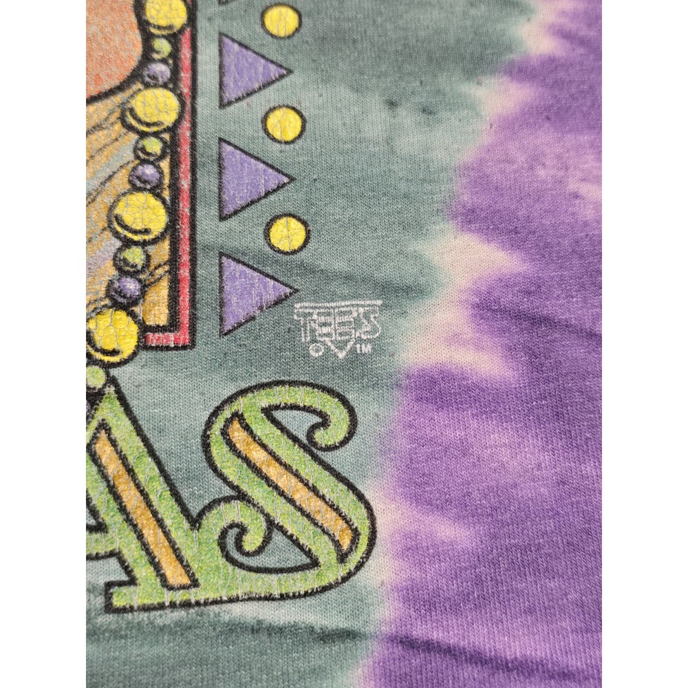 VTG Chopped Single Stitch Mardi Gras T Shirt Tie Dye Mens L 80s Screen Stars - Picture 3 of 16